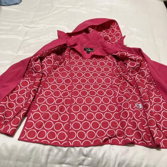 Dennis Basso Zip Up Raincoat Pink with Removable Hood Lined Women’s S - Picture 4 of 6